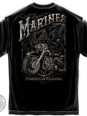 Marines Biker American Classic Black Silver Foil