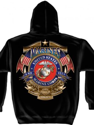 Hooded Sweat Shirt USMC Badge Of Honor