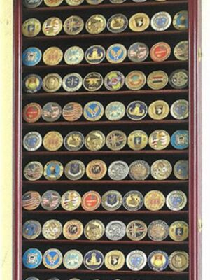 88 Challenge Coin Cherry Display Case Cabinet w/ UV Acrylic Door