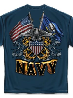 Double Flag Eagle Navy Shield Navy Blue