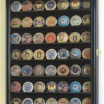 88 Challenge Coin Oak Display Case Cabinet w/ UV Acrylic Door