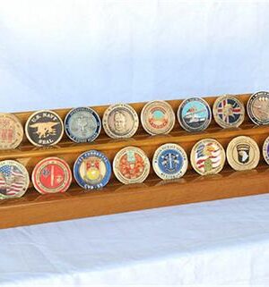 2 Row Coin Display Rack Oak