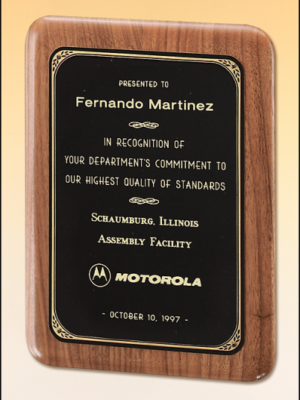 9 X 12 Solid American walnut plaque w/ black brushed edge