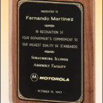 8 X 10 1/2 Solid American walnut plaque w/ black brushed edge