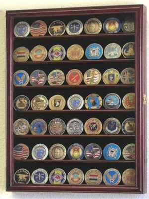 49 Challenge Coin Display Case Cabinet Cherry