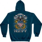 Hooded Sweat Shirts Navy Full Print Eagle