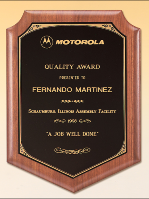 9 X 12 Solid American walnut plaque w/ a black brass plate